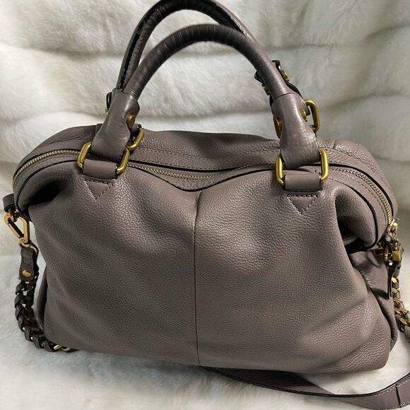Elliott Lucca leather gray Satchel/shoulder bag with antique gold tone hardwares - Picture 12 of 15